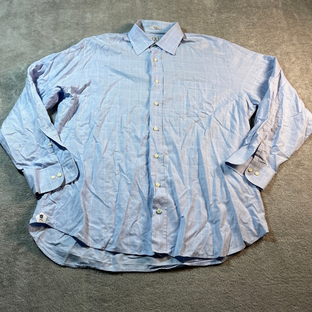 Peter Millar Button Down Shirt Men's XL Light‎ Blue Plaid Check Dress Gingham